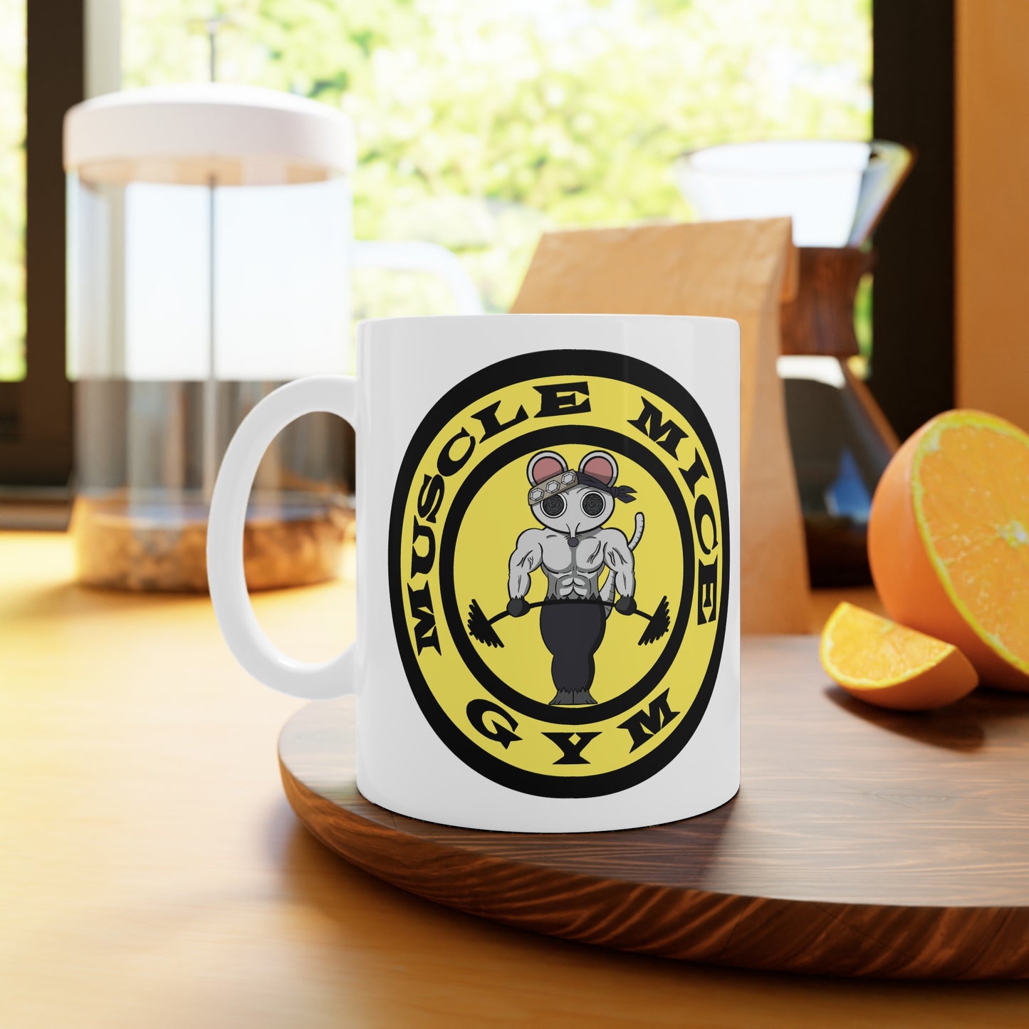 Muscle mice gym rat parody mug Demon slayer x golds gym