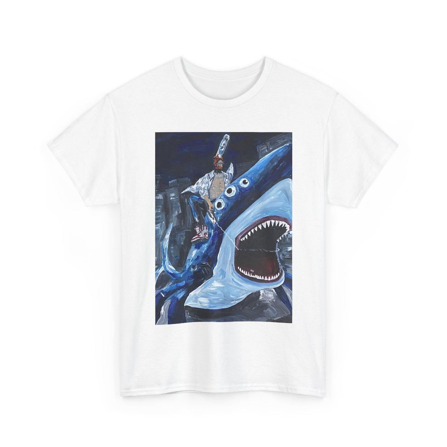 Chainsaw man reze beam and denji shark shirt